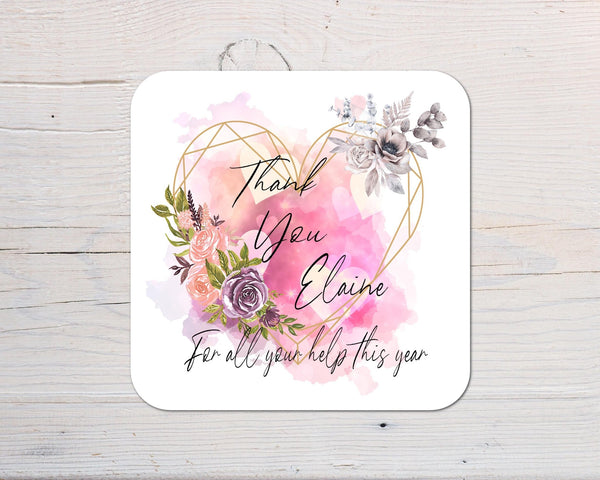 Thank You Coaster personalised with any Wording, Message - ideal gift to say thank you, work, colleagues, teams, friends, family, appreciate - Rainbowprint.uk