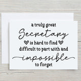 Thank You Secretary Greetings Card: can be Personalised - Rainbowprint.uk
