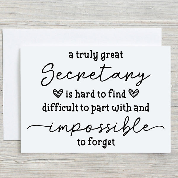 Thank You Secretary Greetings Card: can be Personalised - Rainbowprint.uk