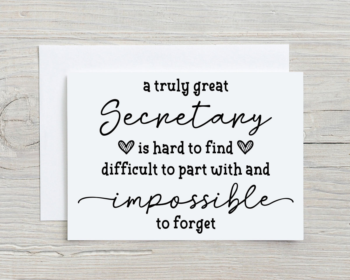 Thank You Secretary Greetings Card: can be Personalised - Rainbowprint.uk