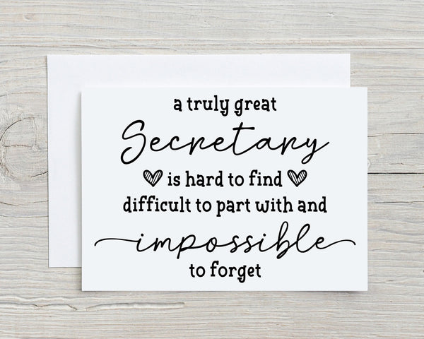 Thank You Secretary Greetings Card: can be Personalised - Rainbowprint.uk