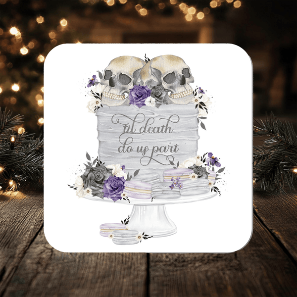 Till Death Do us Part Wedding/Anniversary Coaster personalised with any wording - Rainbowprint.uk