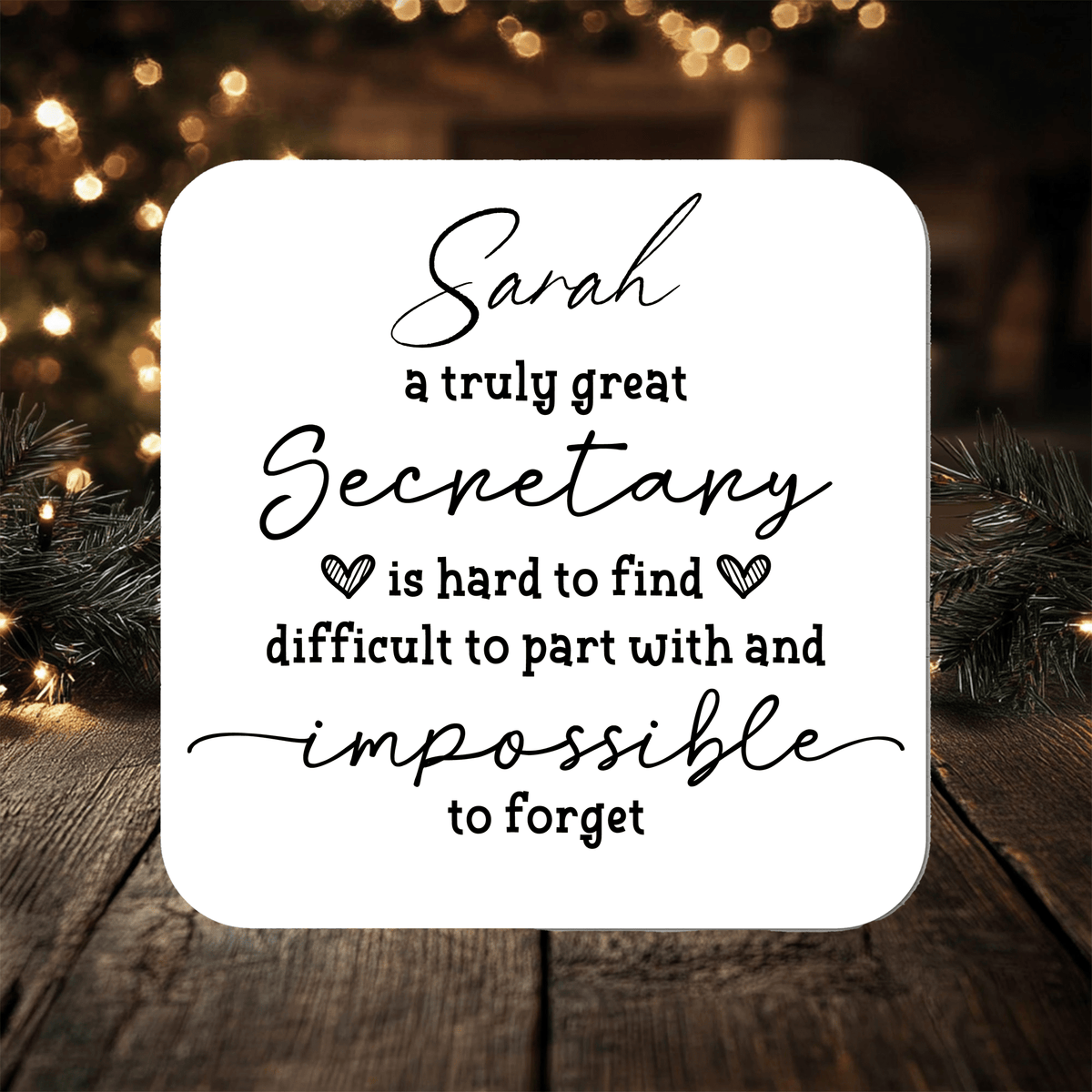 Truly Great Secretary Coaster Gift: can be personalised - Rainbowprint.uk