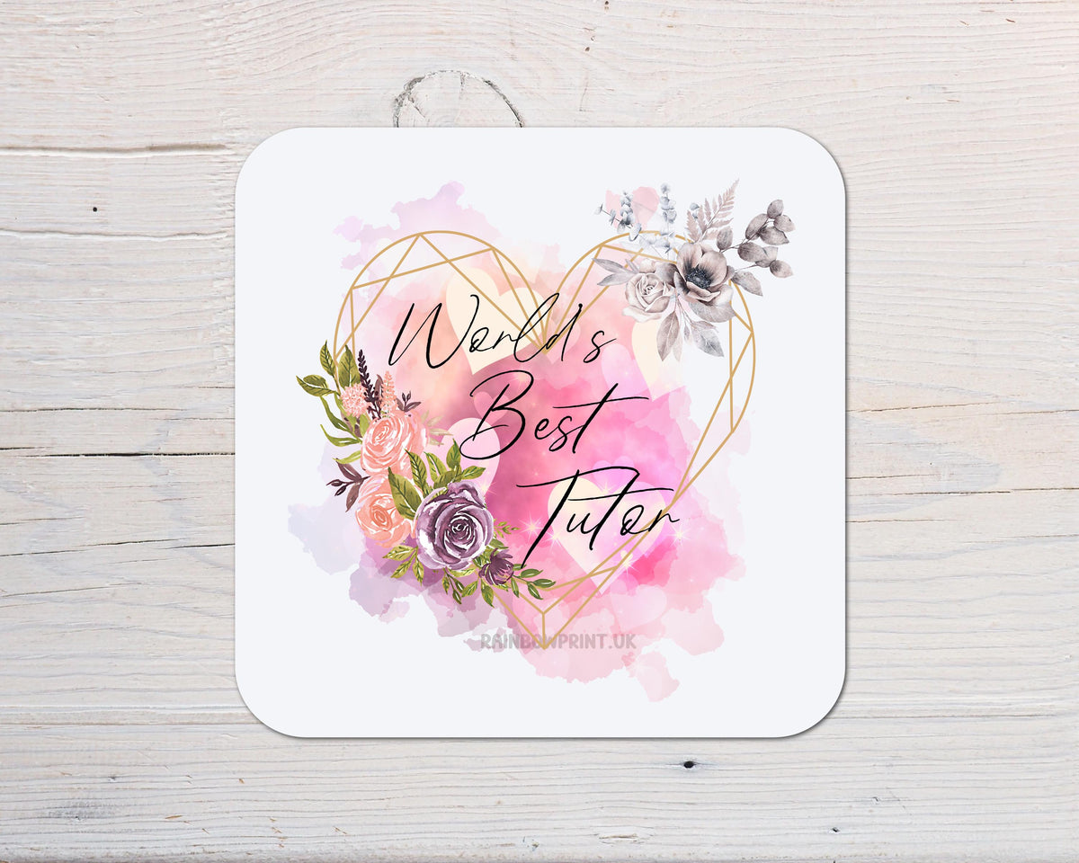 Tutor Coaster Gift: can be personalised - Rainbowprint.uk