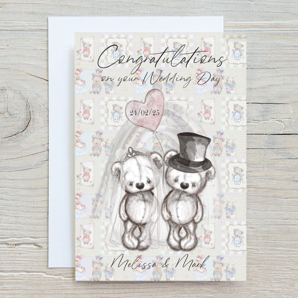 Wedding Day Personalised Greetings Card: any wording on the front - Rainbowprint.uk
