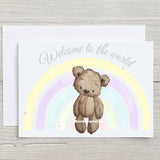 Welcome to the World New Baby A5 Glossy Personalised Greetings Card, any name or wording on the front - Rainbowprint.uk