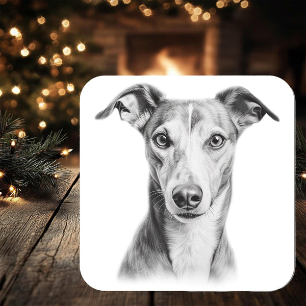 Whippet Dog Coaster: personalised with any wording - Rainbowprint.uk