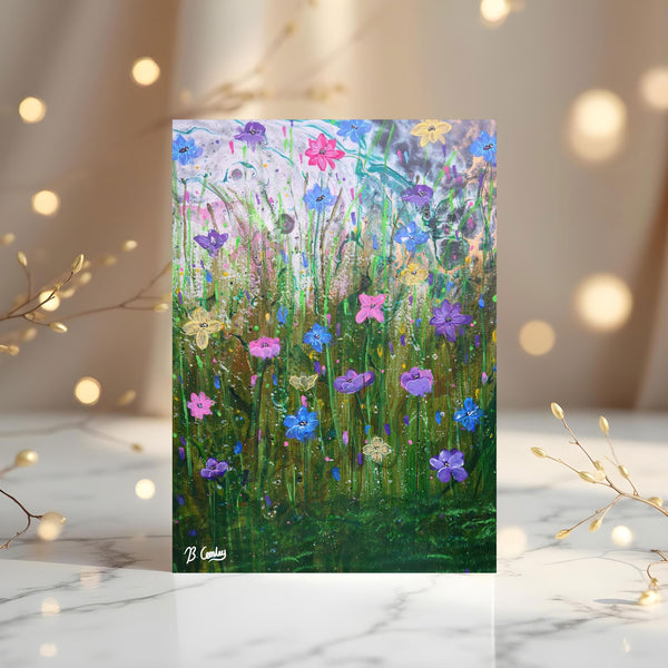Wild Flower Original Art Greetings Card: can be personalised - Rainbowprint.uk
