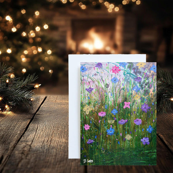 Wild Flower Original Art Greetings Card: can be personalised - Rainbowprint.uk