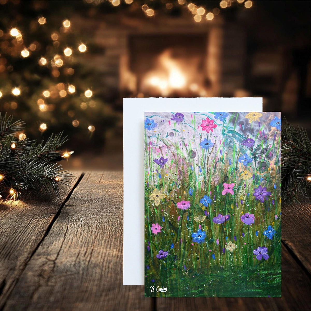 Wild Flower Original Art Greetings Card: can be personalised - Rainbowprint.uk