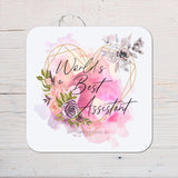 World's Best Assistant Coaster personalised with any Name, Wording, Message - ideal gift for Christmas - Rainbowprint.uk