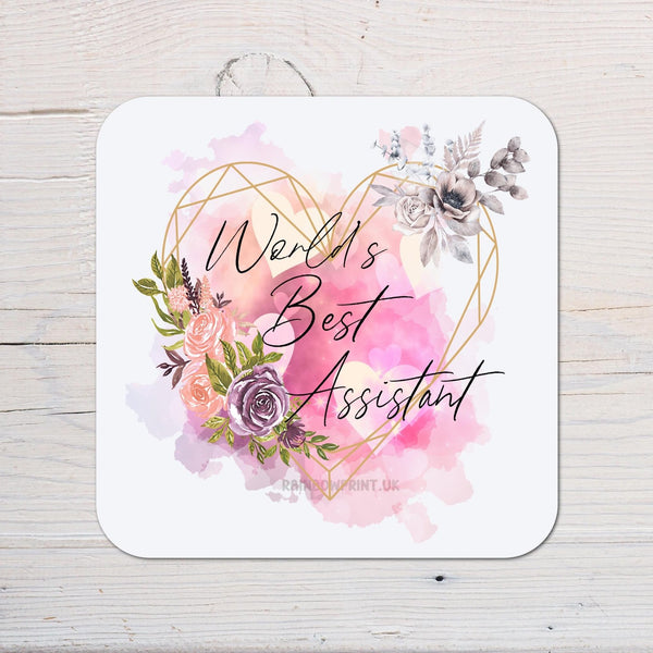 World's Best Assistant Coaster personalised with any Name, Wording, Message - ideal gift for Christmas - Rainbowprint.uk