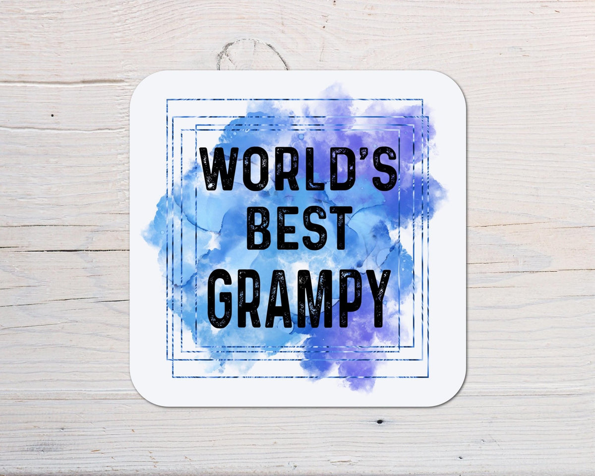 World's Best Grampy Coaster, Happy Birthday Grampy, Christmas, Gramp Thank You - any wording - Rainbowprint.uk