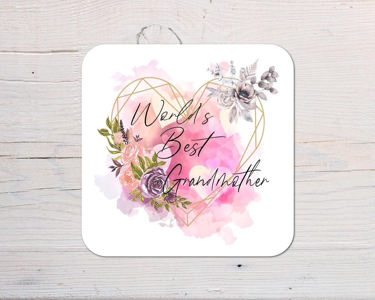 World's Best Grandmother Coaster personalised with any wording - Rainbowprint.uk