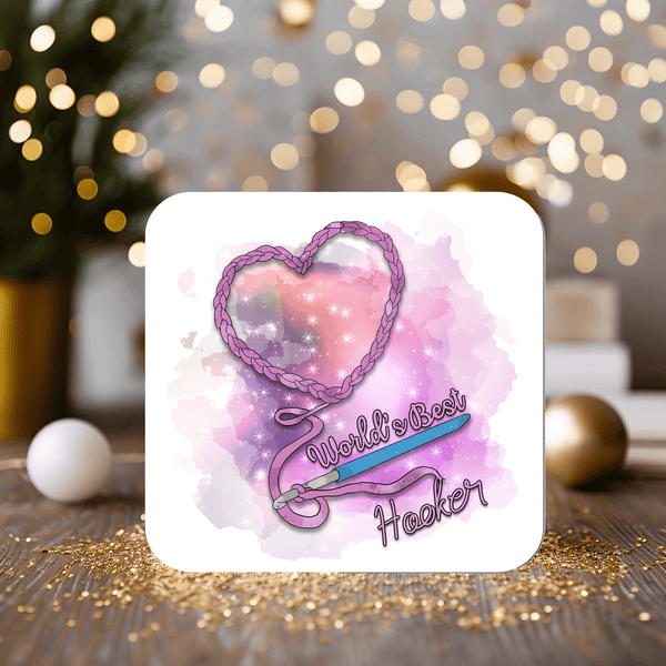 World's Best Hooker Crochet Funny Coaster Gift: for Crafters, Crochet - Rainbowprint.uk