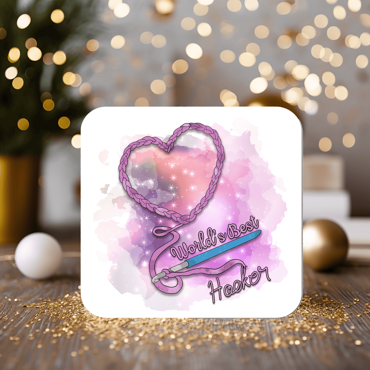 World's Best Hooker Crochet Funny Coaster Gift: for Crafters, Crochet - Rainbowprint.uk