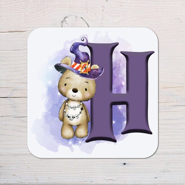 Bear Wizard Initial Coaster personalised with any wording - Rainbowprint.uk
