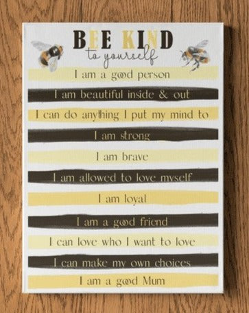 Bee Kind To Yourself Motivational List A4 Print - rainbowprintshop