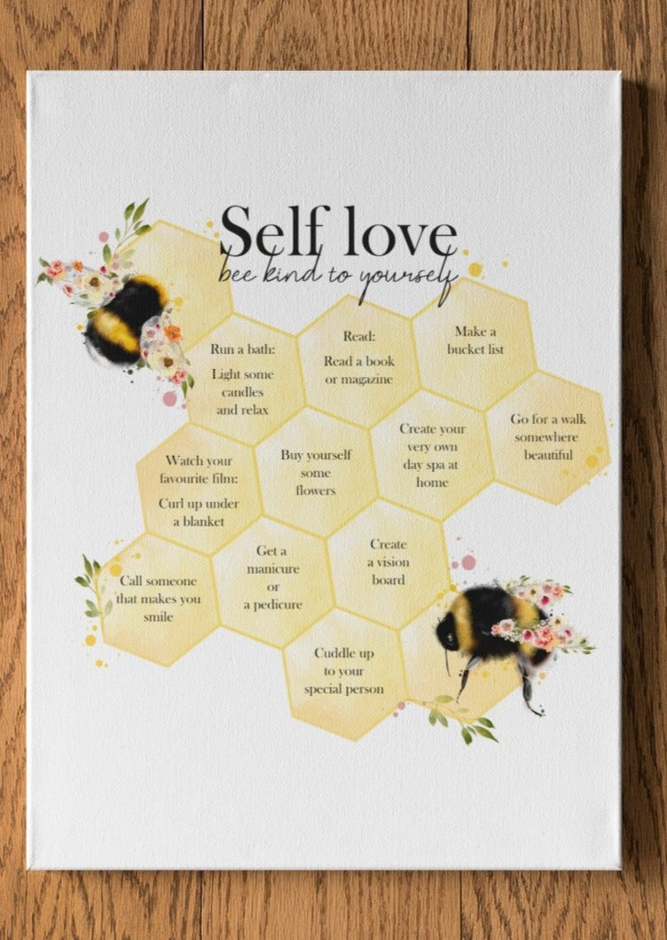 Bee Self Love Honeycomb A4 Print - rainbowprintshop