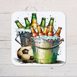 Beers and Football Coaster personalised with any wording - Pubs, Clubs, Bars - Rainbowprint.uk
