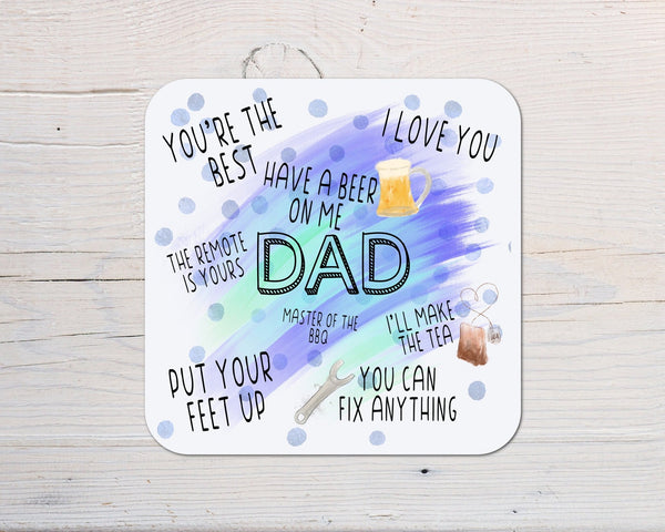 Best Dad Coaster - Birthdays, Christmas, Father's Day, Thank You - Rainbowprint.uk