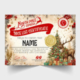 Christmas North Pole Nice List Certificate Personalised with Any Name - Reindeer Version - Rainbowprint.uk