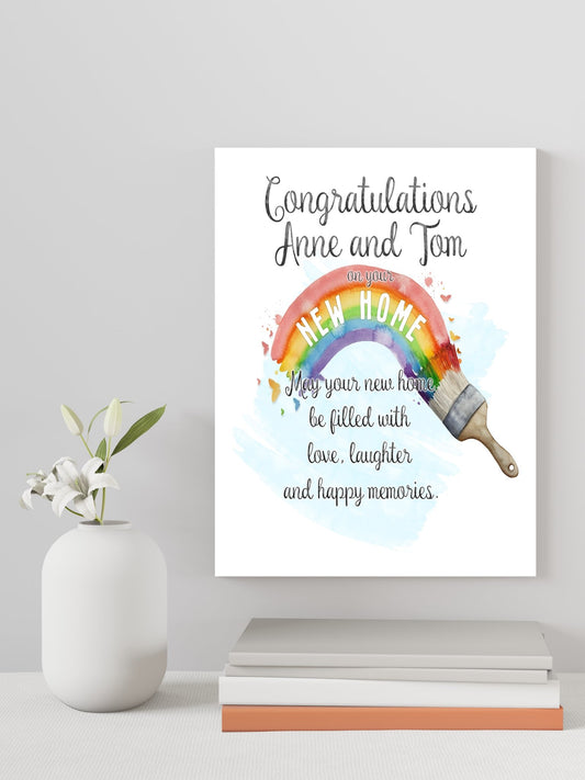 Congratulations on your New Home Personalised A4 Glossy Wall Art Print - Rainbowprint.uk