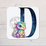 Cute Dragon Coaster with any Initial - Rainbowprint.uk