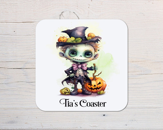 Cute Emo Character Coaster personalised with any wording - Rainbowprint.uk