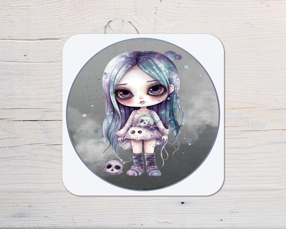 Cute Emo Girl Coaster personalised with any wording - Rainbowprint.uk