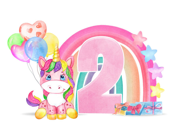 Cute Unicorn Pink Age 1 - 13 Personalised A5 Glossy Greetings Card - Rainbowprint.uk