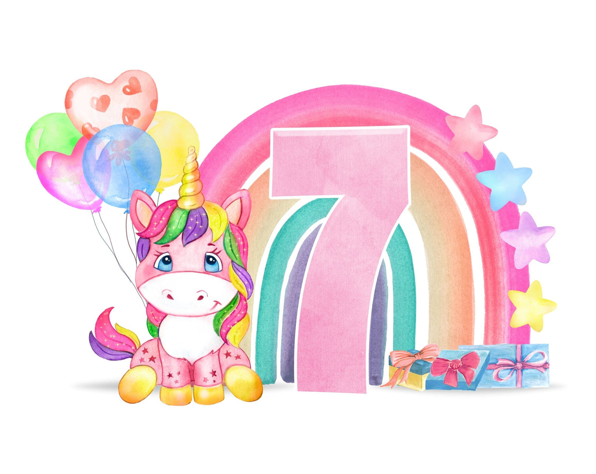 Cute Unicorn Pink Age 1 - 13 Personalised A5 Glossy Greetings Card - Rainbowprint.uk