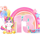 Cute Unicorn Pink Age 1 - 13 Personalised A5 Glossy Greetings Card - Rainbowprint.uk