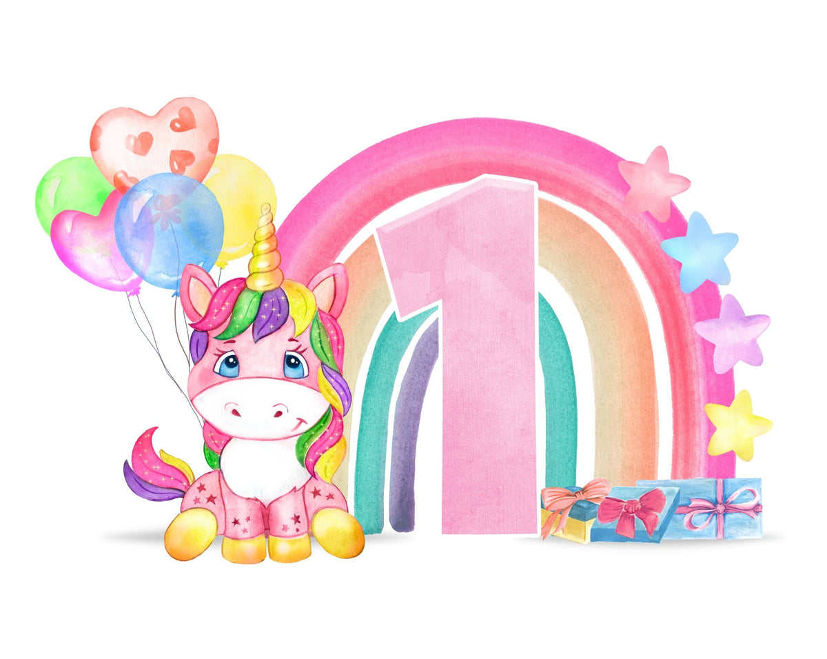 Cute Unicorn Pink Age Personalised A5 Glossy Greetings Card - Rainbowprint.uk