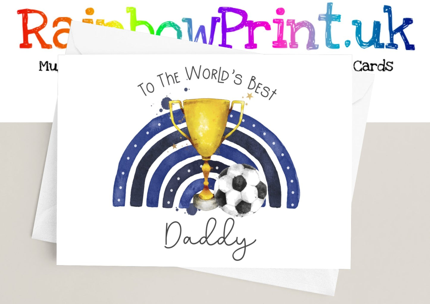 Football World's Best Daddy Dark Blues - Personalised A5 Glossy Greetings Card - Rainbowprint.uk
