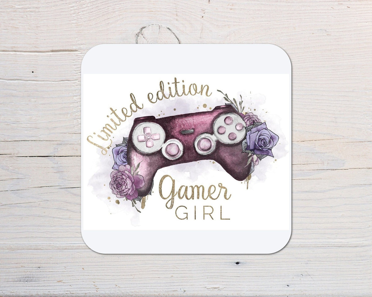 Gamer Girl Limited Edition Lilac Coaster personalised with any wording - Gamers, Gaming - Rainbowprint.uk