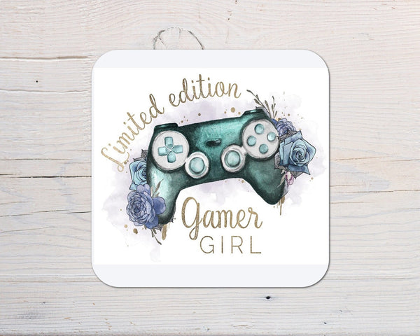 Gamer Girl Limited Edition Teal Coaster personalised with any wording - Gamers, Gaming - Rainbowprint.uk