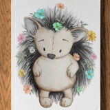 Happy Hedgehog Personalised A4 Wall Print - rainbowprintshop