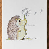 Hedgehog Dandelion Charity A4 Wall Print in aid of Oxfordshire Wildlife Rescue - rainbowprintshop