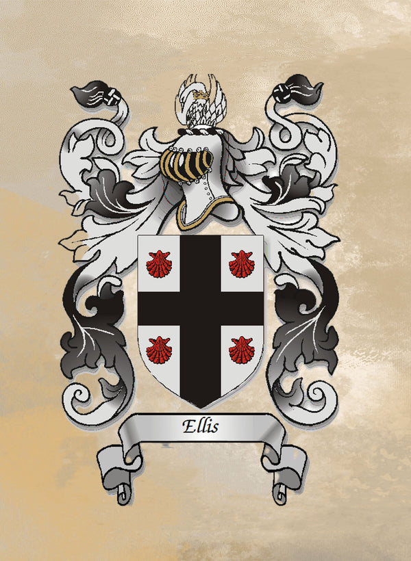 Heraldry/Genealogy/Family Crest/Family Name/Coat of Arms/Surname A4 Wall Print Canvas or Glossy Print - Rainbowprint.uk