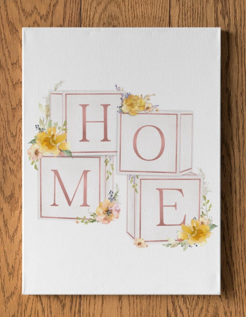 HOME Floral Blocks Personalised A4 Wall Print - rainbowprintshop