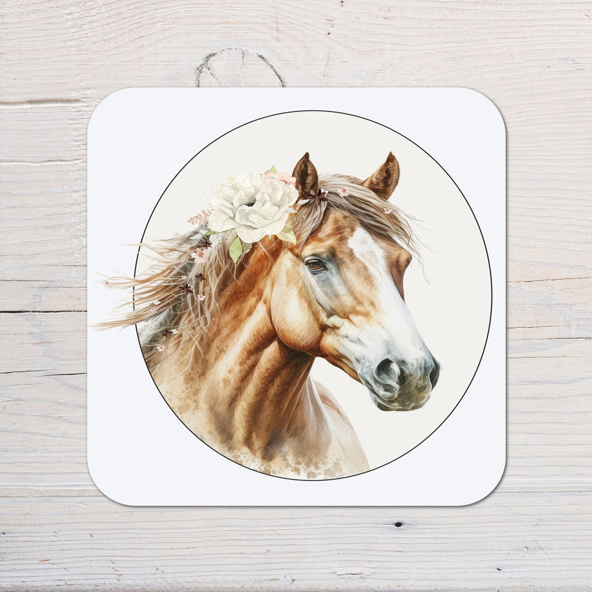 Horse with Florals Coaster personalised with any wording - Rainbowprint.uk