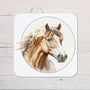 Horse with Florals Coaster personalised with any wording - Rainbowprint.uk