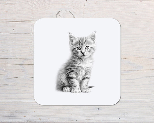 Kitten Coaster personalised with any Wording, Message - ideal gift for Kitten lovers, owners - Rainbowprint.uk