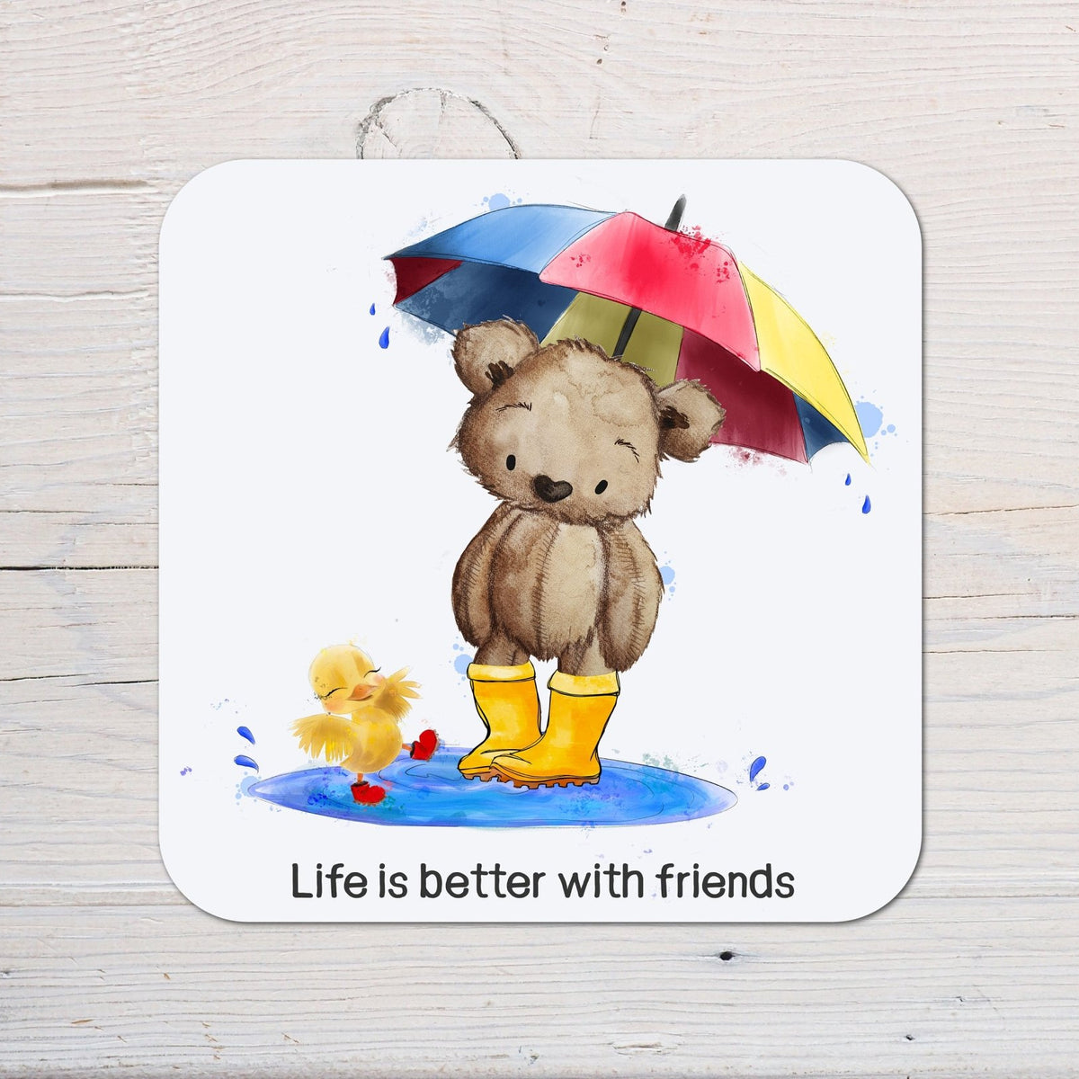Life Is Better With Friends Coaster personalised with any wording - Rainbowprint.uk