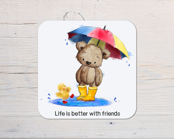Life Is Better With Friends Coaster personalised with any wording - Rainbowprint.uk