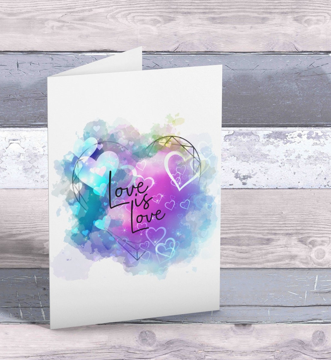 Love Is Love Personalised A5 Glossy Greetings Card - Rainbowprint.uk