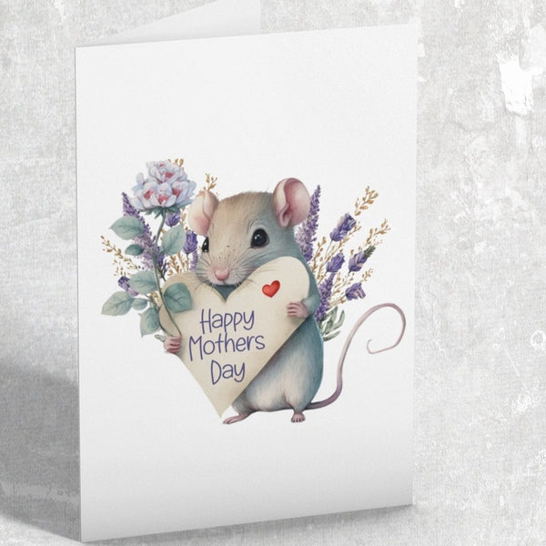 Mother's Day Mouse Cute Personalised A5 Glossy Greetings Card - Rainbowprint.uk
