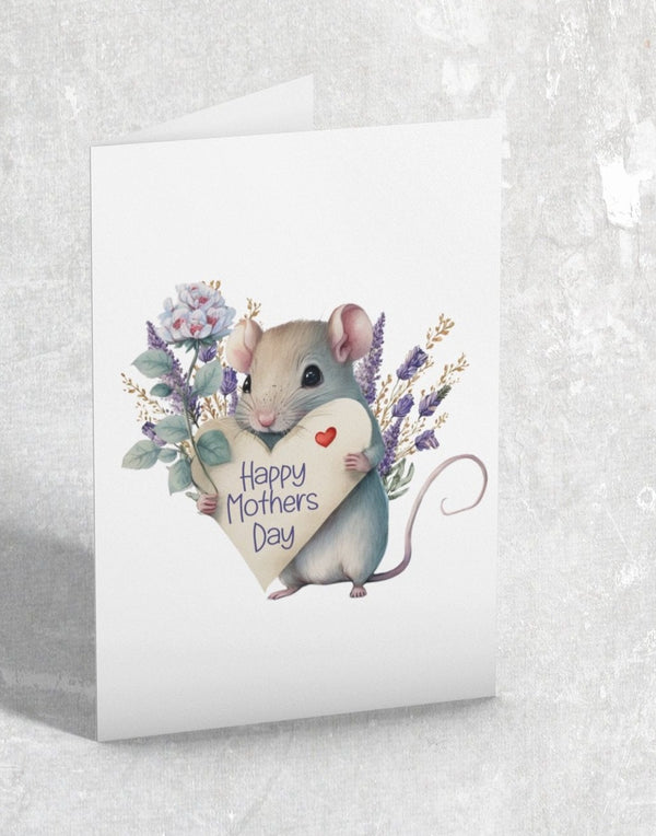 Mother's Day Mouse Cute Personalised A5 Glossy Greetings Card - Rainbowprint.uk