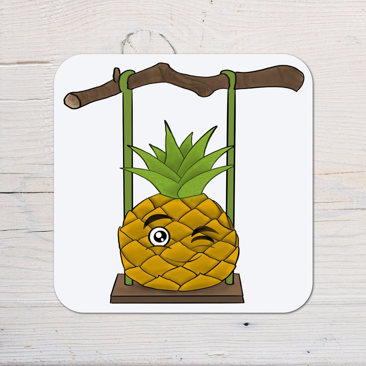 Pineapple Cheeky Coaster personalised with any wording - Rainbowprint.uk